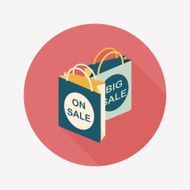 shopping paper bag flat icon with long shadow eps10 N51