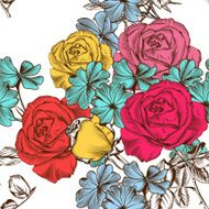 Floral seamless pattern with colorful roses