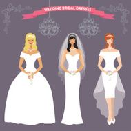 Three bride in long Wedding dress Flat fashion set