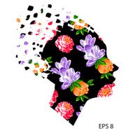 Beautiful fashion women with floral abstract elements