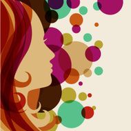 Beautiful girl silhouette with redl hair vector background