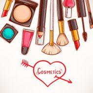 background with decorative cosmetics