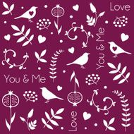 Birds hearts Seamless vector pattern for Valentine&#039;s Day or wedding N2