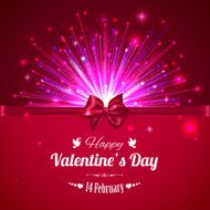 Happy Valentines day typographical glow holiday background with shining fireworks