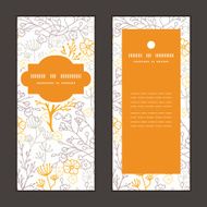 Vector magical floral vertical frame pattern invitation greeting cards set