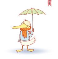 funny pet in the rain vector illustration N4