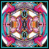 square composition with abstract painting