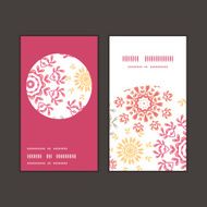 Vector folk floral circles abstract vertical round frame pattern business
