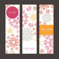 Vector folk floral circles abstract vertical banners set pattern background