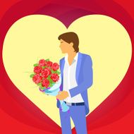 valentine day holiday man heart shape Valentine&#039;s rose bouquet flowers