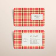 plaid design business card template in red