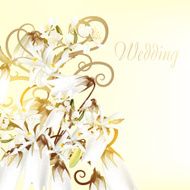 Beautiful wedding card with white flowers