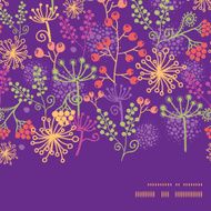 Vector colorful garden plants horizontal frame seamless pattern background