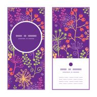 Vector colorful garden plants vertical round frame pattern invitation greeting