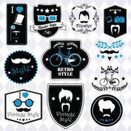 Collection of vintage hipster badges labels and stamps vector illustration