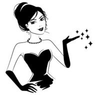 Retro style presenting girl