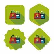 Christmas shopping bag flat icon with long shadow eps10 N16