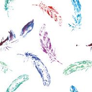 cute pattern of colored feathers painted in watercolor N4