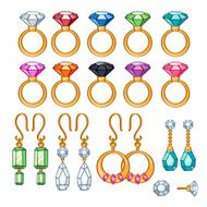Set of assorted rings and earrings