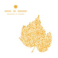 Vector golden lace roses leaf silhouette pattern frame