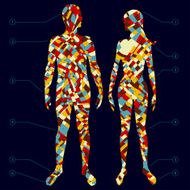 Beautiful fashion women with abstract elements N3