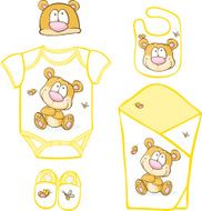 Cute Baby Layette with bear and butterfly