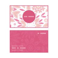 Vector pink abstract flowers vertical round frame pattern business cards N2