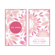 Vector pink abstract flowers vertical round frame pattern business cards N3