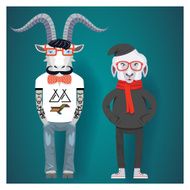 Symbols of Chinese New Year-goat and sheep in hipster