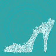 Vintage white floral shoes on green lace background N2