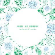 Vector abstract blue and green leaves circle frame seamless pattern