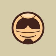 Smiling Mouth with Moustache in Circle Vector N2