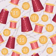Seamless sewing background with knits buttons and needles N3