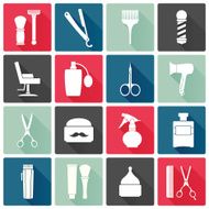 Barber Shop monochrome vector icons set