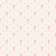 Pink flowers and dots on beige background