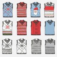 Fashionable knitted vests Doodle hand sketch