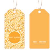 Vector golden lace roses vertical round frame pattern tags set