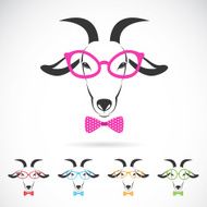 Vector images of a goat wearing glasses on white background