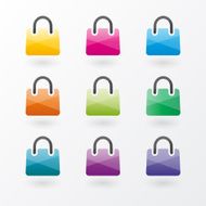 Brightly colored shopping bags icons