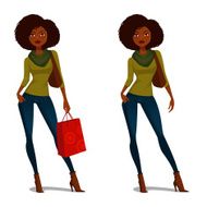 African American girl with natural hair in casual outfit