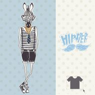 Hand Drawn Fashion Portrait Of Hipster Zebra