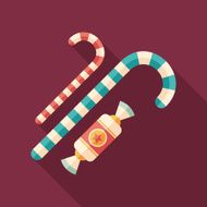 Christmas candy flat square icon with long shadows