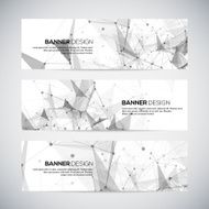 Vector banners set with polygonal abstract shapes circles lines
