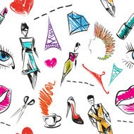 Seamless fashion hand drawn pattern vector illustration