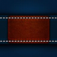 leather label sewn to jeans