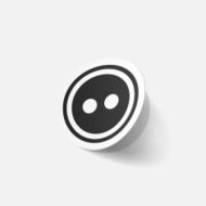 Realistic paper sticker sewing Button N10