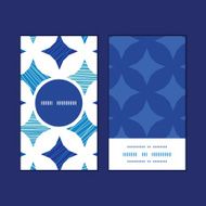 Vector blue marble tiles vertical round frame pattern business cards