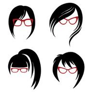 Vector set of trendy hair styling for woman