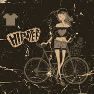 Hipster Teenage Girl On Her Vintage Bike N2