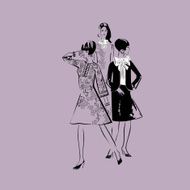 Vector sketch girls in fashion clothes eps N39